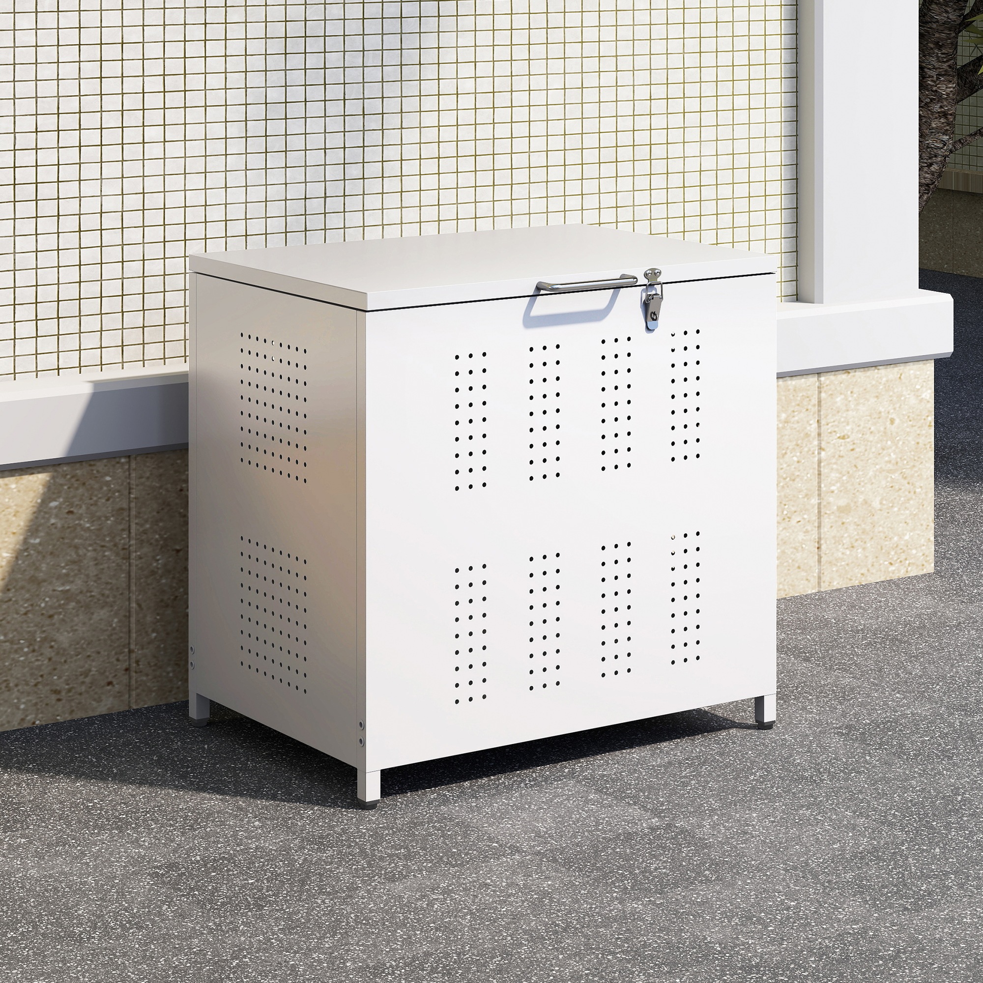 【国内発送】888屋外ゴミ収納庫 ゴミ箱 屋外 ゴミ収集ボックス ごみ集積所 大容量 カラスよけ 野良猫対策 ゴミ荒らし防止 庭用可能 容量160L ホワイト