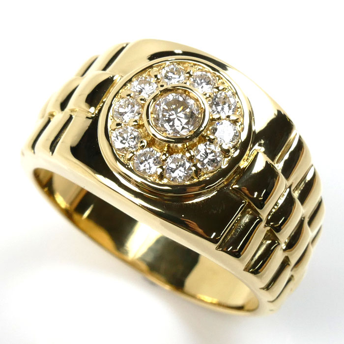K18YG イエローゴールド リング・指輪 ダイヤモンド0.50ct 18.5号 14.2g メンズ 中古