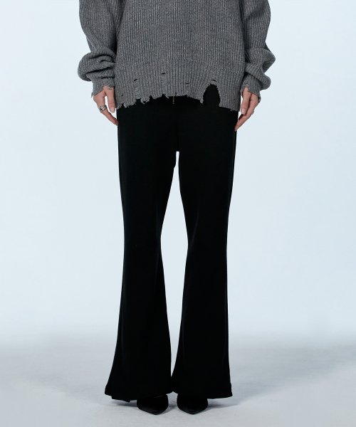 Signature slit boots-cut pants - BLACK