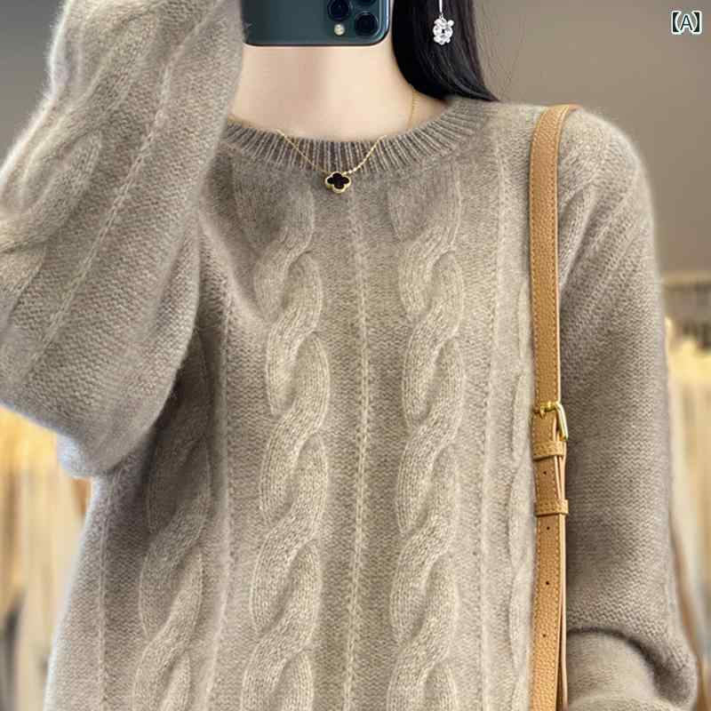 セーター レディース 秋冬 トップス ウール ニット ラウンドネック カジュアル プルオーバー 暖かい 長袖 シンプル おしゃれ 大きいサイズ 青 緑 白