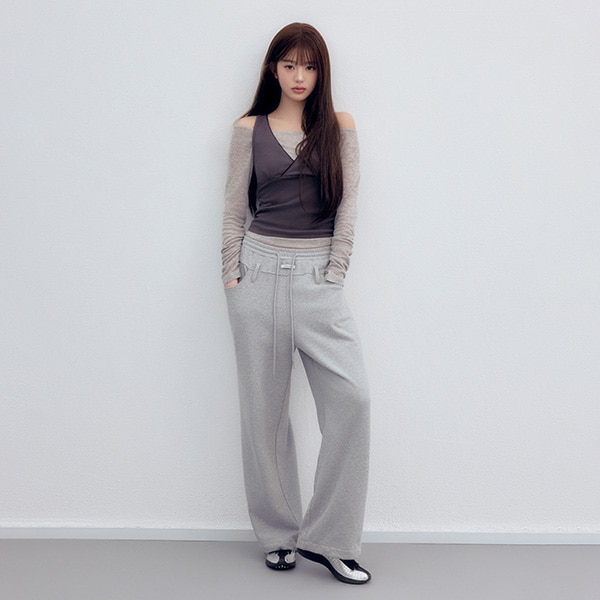 BELT SET TWO-WAY SWEAT PANTS GRAY