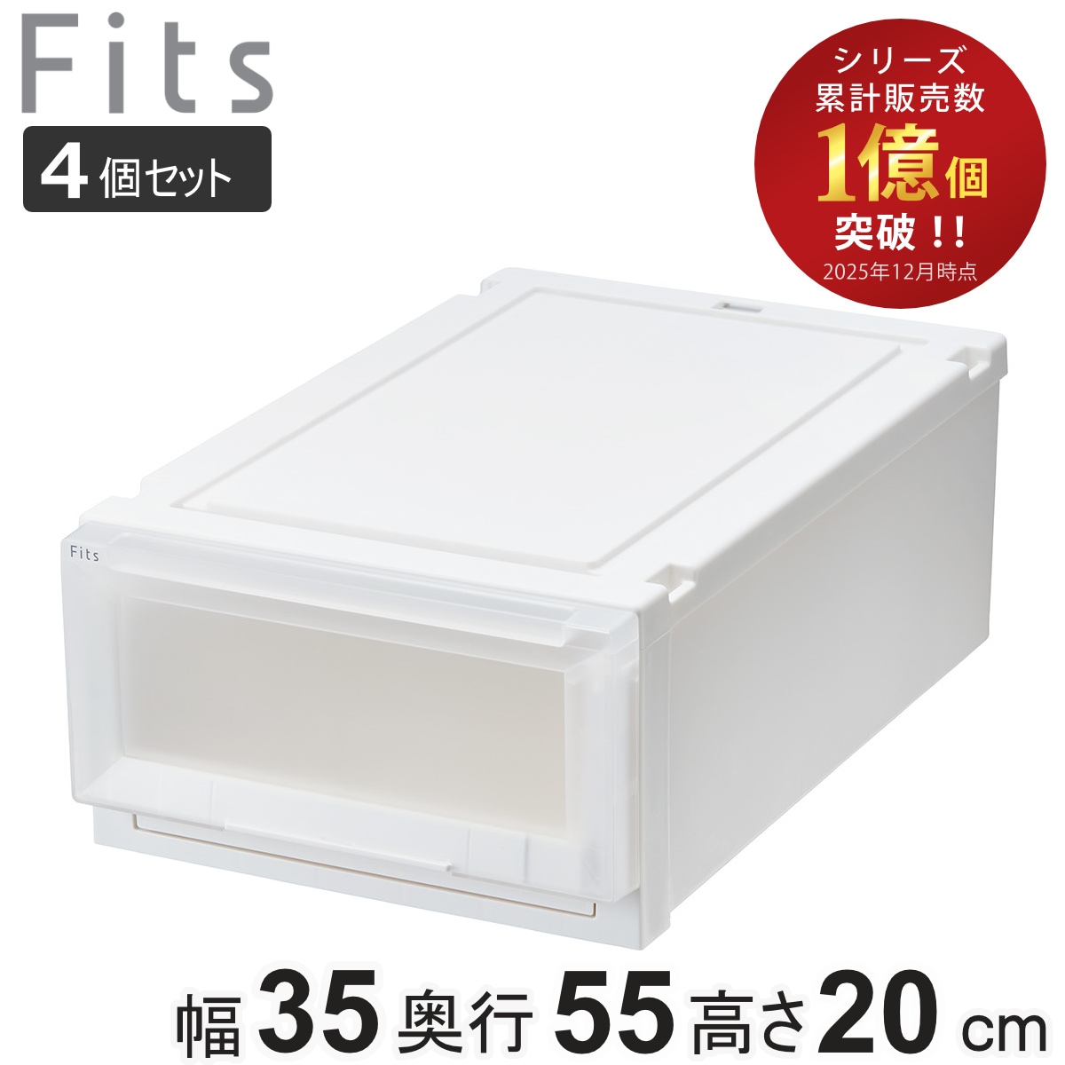 収納ケース 4個セット 幅35x奥行55x高さ20cm Fits フィッツケース アドバンス 3520 クローゼット 収納 収納ボックス 日本製 衣装ケース 衣類ケース 天馬 押入れ収納