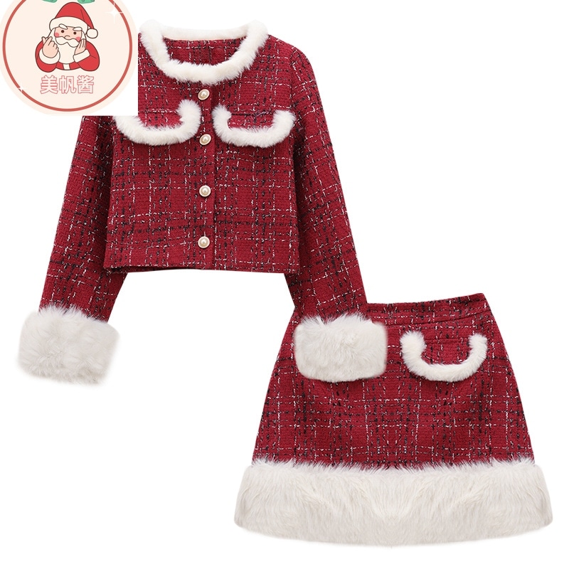 サンタコス 新 セット レディース 冬 アウターウェア 半そでスカート ファッション ツーセット