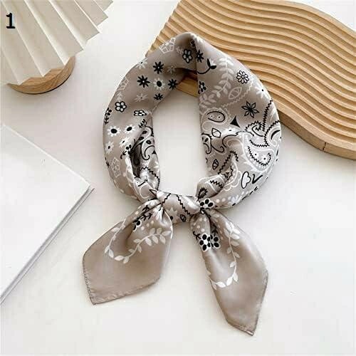 【20%OFFクーポン～】70 センチメートル女性ヘッドスカーフ女性スクエアネックスカーフファッションカシュープリントハンカチサテンヒジャーブスカーフ スカーフ (Color : Milk tea