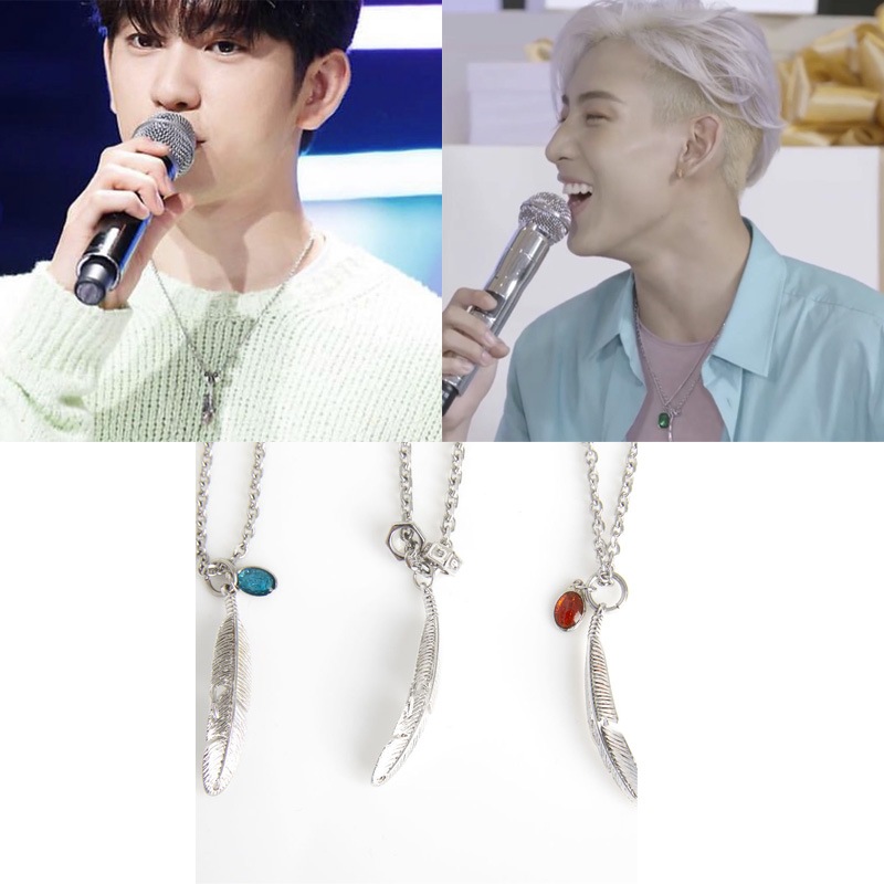 GOT7 ジニョン ベンが 着用 フェザー ネックレス/韓国ストリートファッション 韓国ファッション 人気ジュエリー