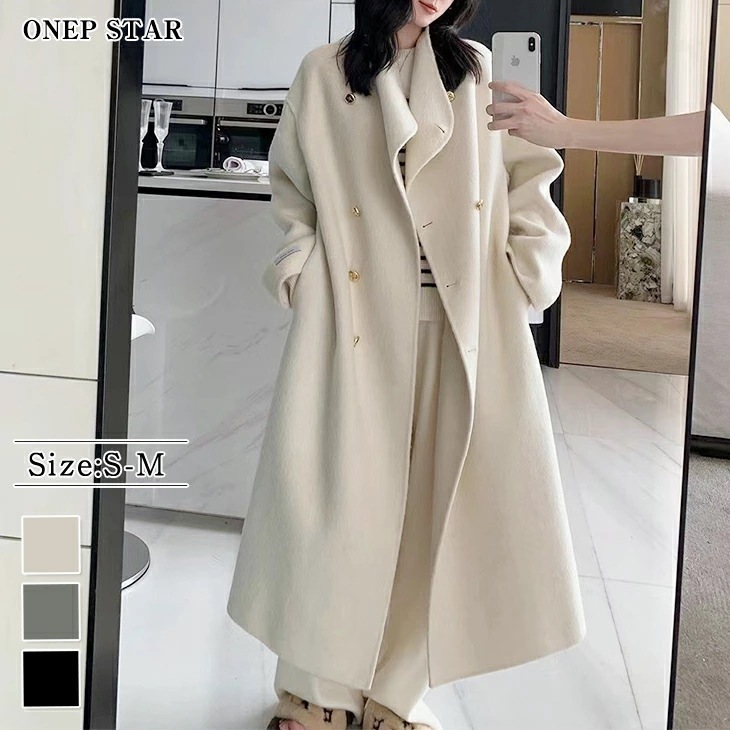 【挑戦最安値】テーラードカラーダブルボタンウール調コート レディース コート チェスターコート ロング ダブルボタン ワイドカラー 上品 通勤 秋 冬 20代 30代 40代 50代 ワンピスター