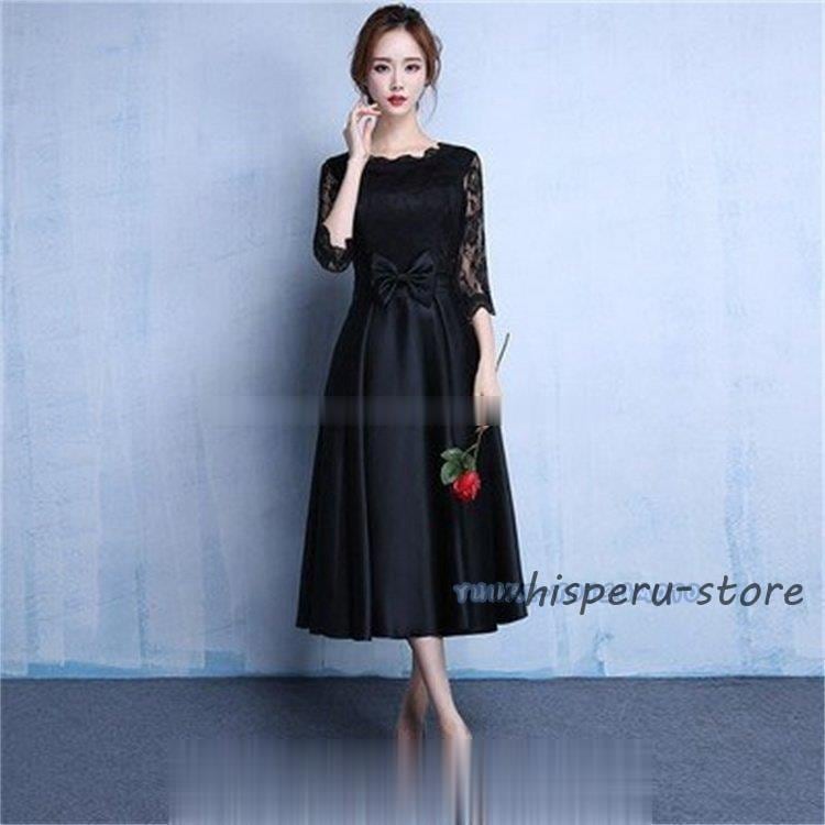 パーティードレス結婚式服装ドレスワンピース20代10代40代30代nakフォーマルドレス50代女性冬赤お呼ばれ母親親族袖ありフォーマルワンピース