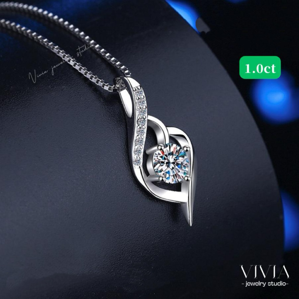 ネックレス モアサナイト レディース 大粒 プラチナ 仕上げ 1.0カラット 金属アレルギー対応 ノンアレルギー シルバー925 ホワイトデーお返し 母の日 プレゼント 5,382円