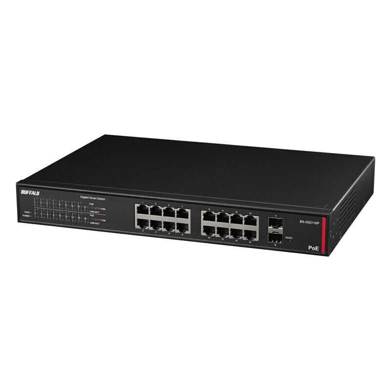 BUFFALO　スイッチングハブ ［8ポート /1Giga対応 /SFP］ PoE給電 ブラック　BS-GS2116P