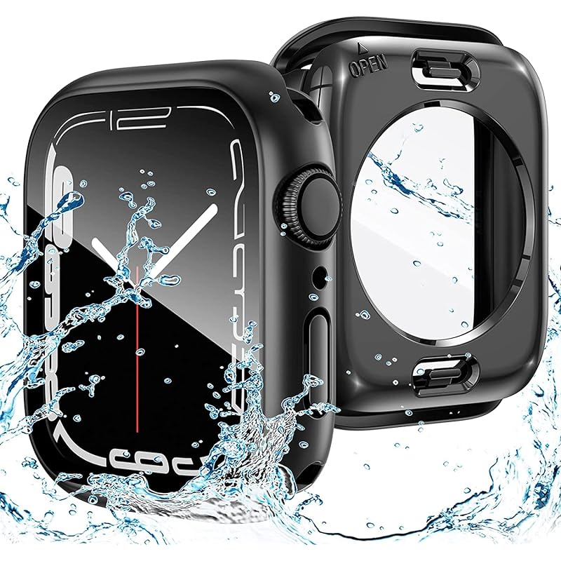 【2023強化版】AMAPC for Apple Watch ケース 360度全面防水 バンド 水泳スポーツ専用 ガラスフィルム 一体型 apple watch 用 カバー 360フルボディ防水 ア