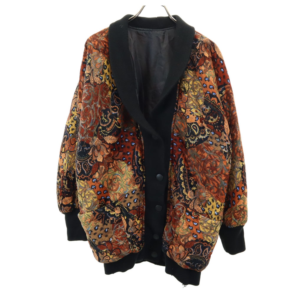 オールド 80s 90s 総柄 ショールカラー キルティングジャケット ブラウン 他 OLD レディース