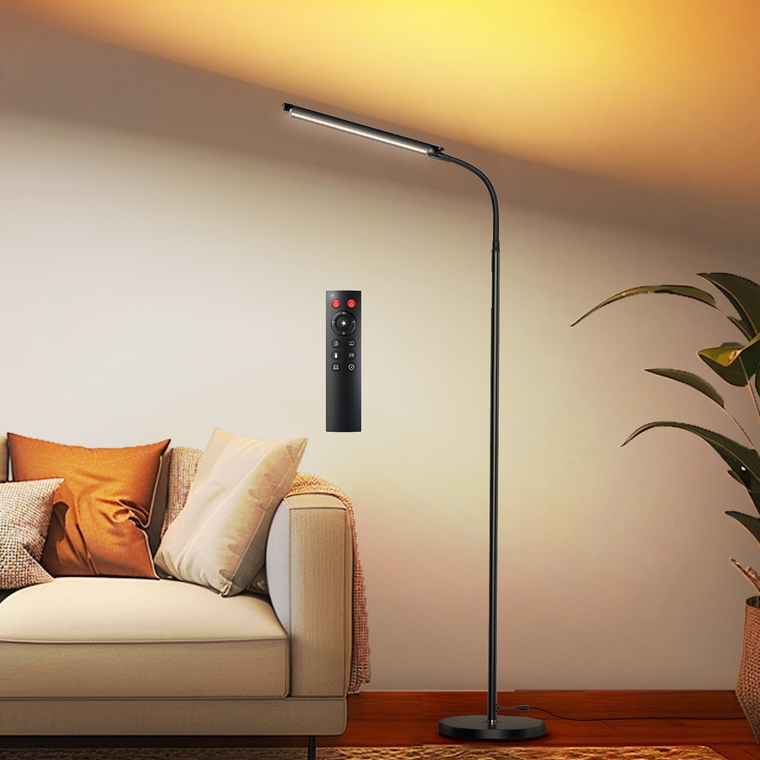 BeaNet フロアライト LED 「無線リモコン・24W・ダブル光源Ultra版・JIS AA形・上下照明・独立制御」 超高輝度 フロアランプ 調光・調色 スタンドライト 【PSE認証済】