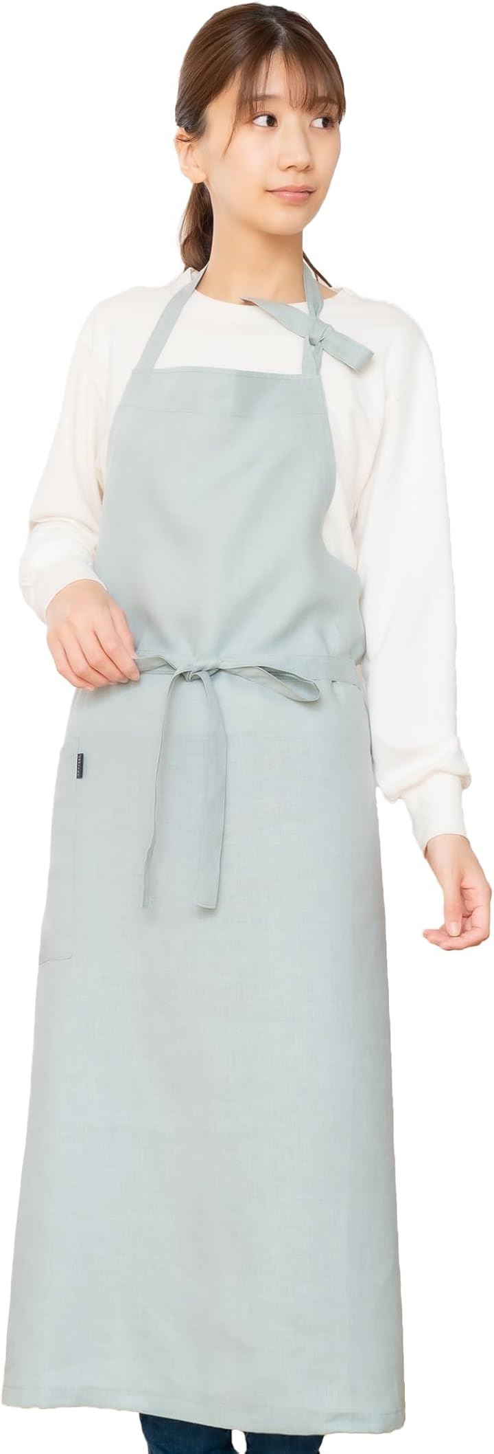 linento リネント エプロン 高級 日本製 レディース メンズ おしゃれ 可愛い カフェエプロン 国内縫製 シンプル 女性(ミント, Free Size)