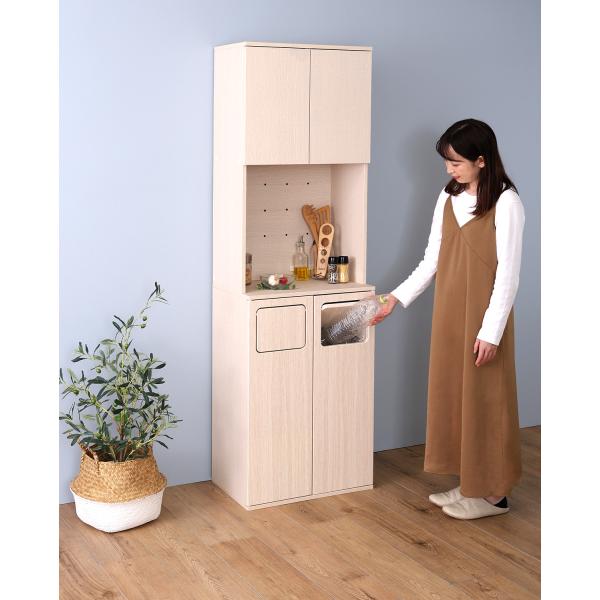 ラック 食器棚 レンジ台 キッチン収納 白 おしゃれ すき間 隙間 ナチュラルモダン カップボード ごみ箱 棚 ゴミ箱 スリム 分別 21,090円