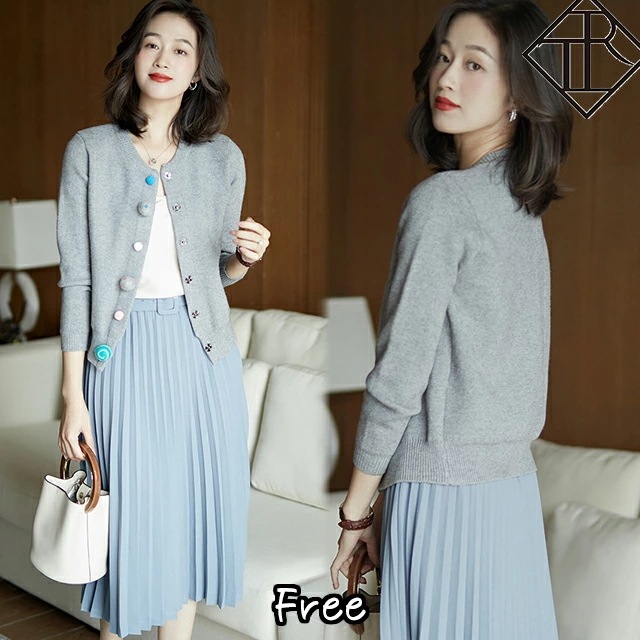 【即納】ニット カーディガン ニットコート カーデ ショート丈 厚手 体型カバー 長袖 コーディガン 秋冬 トップス 前開き アウター クルーネック 個性的 ユニーク スナップボタン 可愛い カジュ