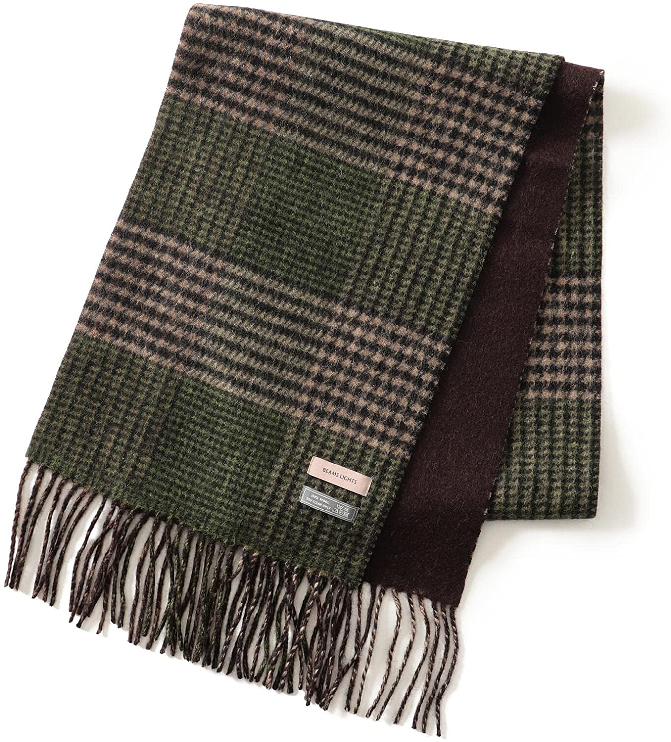 【本日限定価格】 ビームスライツ - OLIVE_CHK メンズ マフラー チェック リバーシブル