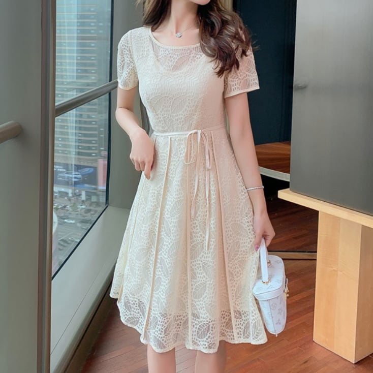 ワンピース 上着 人気 おすすめ おしゃれ お洒落 激安 安い プチプラ シースルー 半袖 ラウンドネック 丸首 ふんわり Aライン 柄 花柄 リボン シアー レース 透け 可愛い かわいい