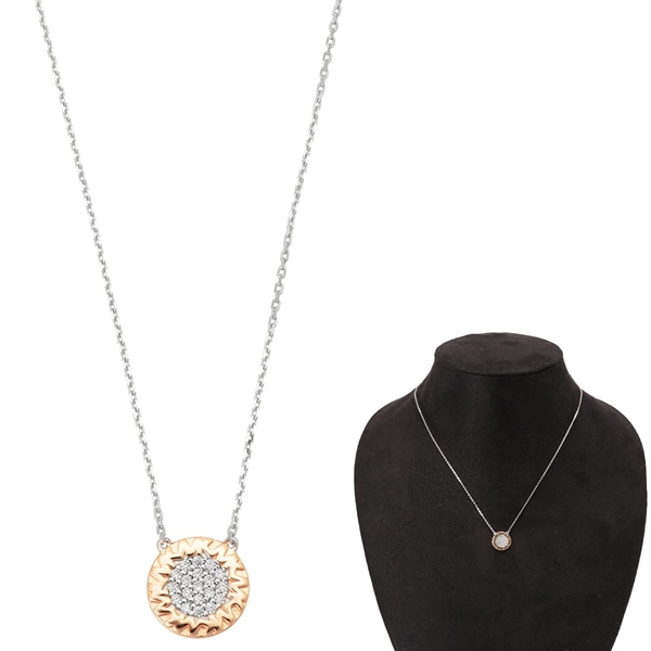 ネックレス MKC1587AN931 MKロゴ パヴェ ペンダント ローズゴールド シルバー レディース アクセサリー MK TWO TONE