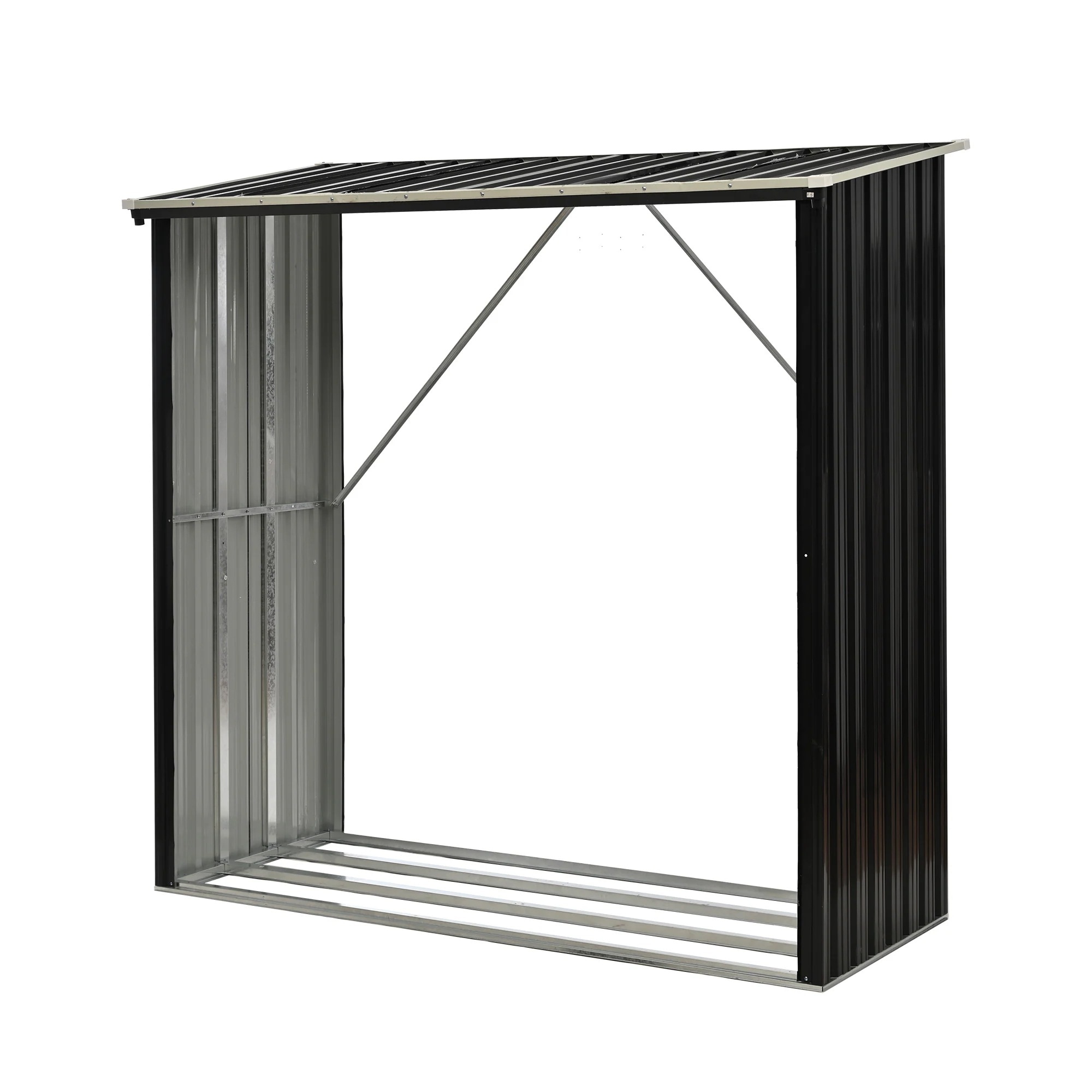 【国内即発送/無料配達】薪小屋 L192×W89×H190cm 屋外 屋根付き 薪ラック 耐荷重300KG 薪棚 薪ストッカー 薪置き棚 薪ストーブグッズ 薪 ラック 大型 軽量 チール製 収納 整理