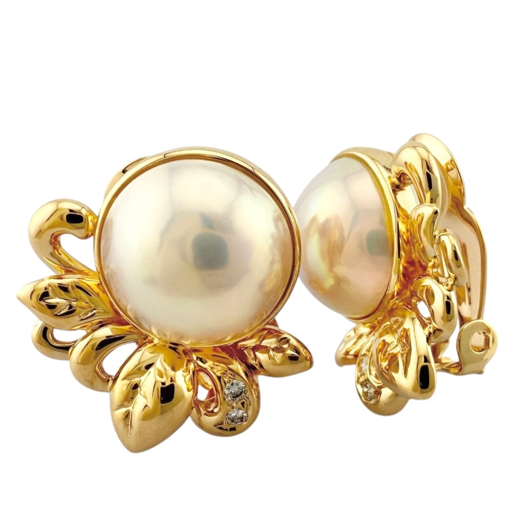 タサキ イヤリング 18金 K18イエローゴールド マベパール TASAKI 中古 美品