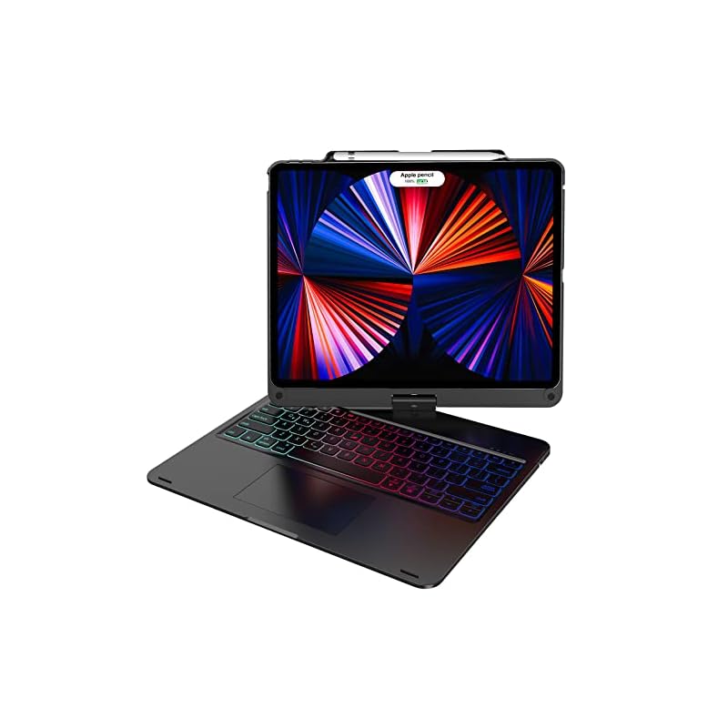 [業界独創な設計360回転] iPad Pro 12.9 キーボードケース 第6世代 第5世代 第4世代 第3世代対応 高精度タッチパッド付き 7色バ ックライト ipad pro キーボード 1