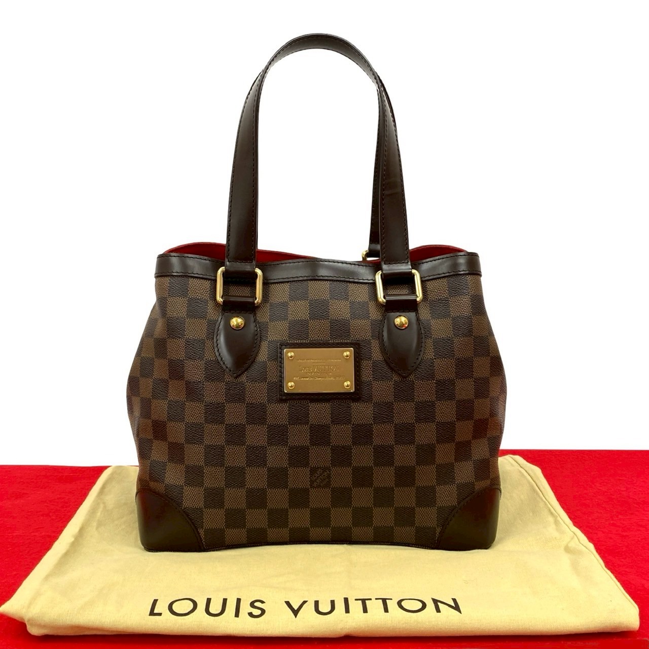 ハムステッド PM ダミエトートバッグ レザー PVC ブラウン 08128