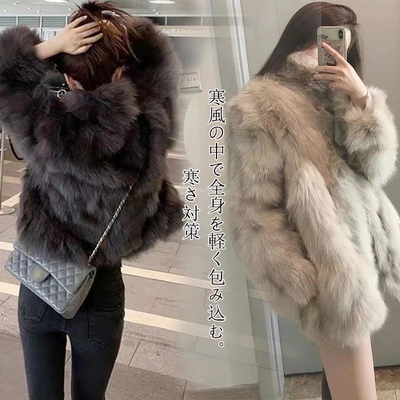 秋冬アウター 気質 オシャレ新品 フェイクファー付ショートジャケットコート フェックファー 暖かい人工ファー ジャケットキルティングアウター 4,817円