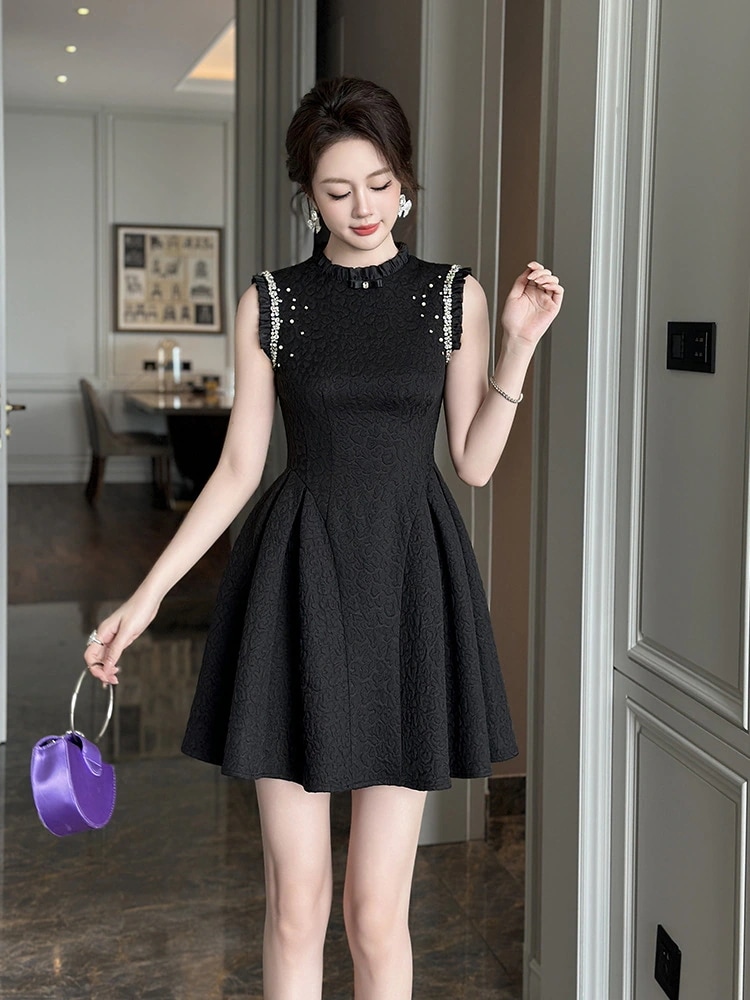 夏ショートワンピース着痩せ 気質 ブラックドレス パーティー フォーマルキャバ 大人 同窓会 披露宴 卒業式 結婚式 演奏会 ウェディング 6,067円