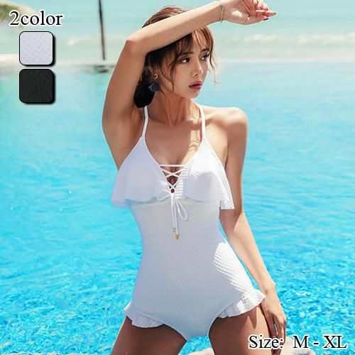 【グラシア】 水着 ワンピース レディース ビーチウェア スイムウェア 流行 海 プール エアリー ガーリー パッド フリル エアリーパッド エアリーパッド ガーリッシュスタイル レースアップ 愛らし 7,643円