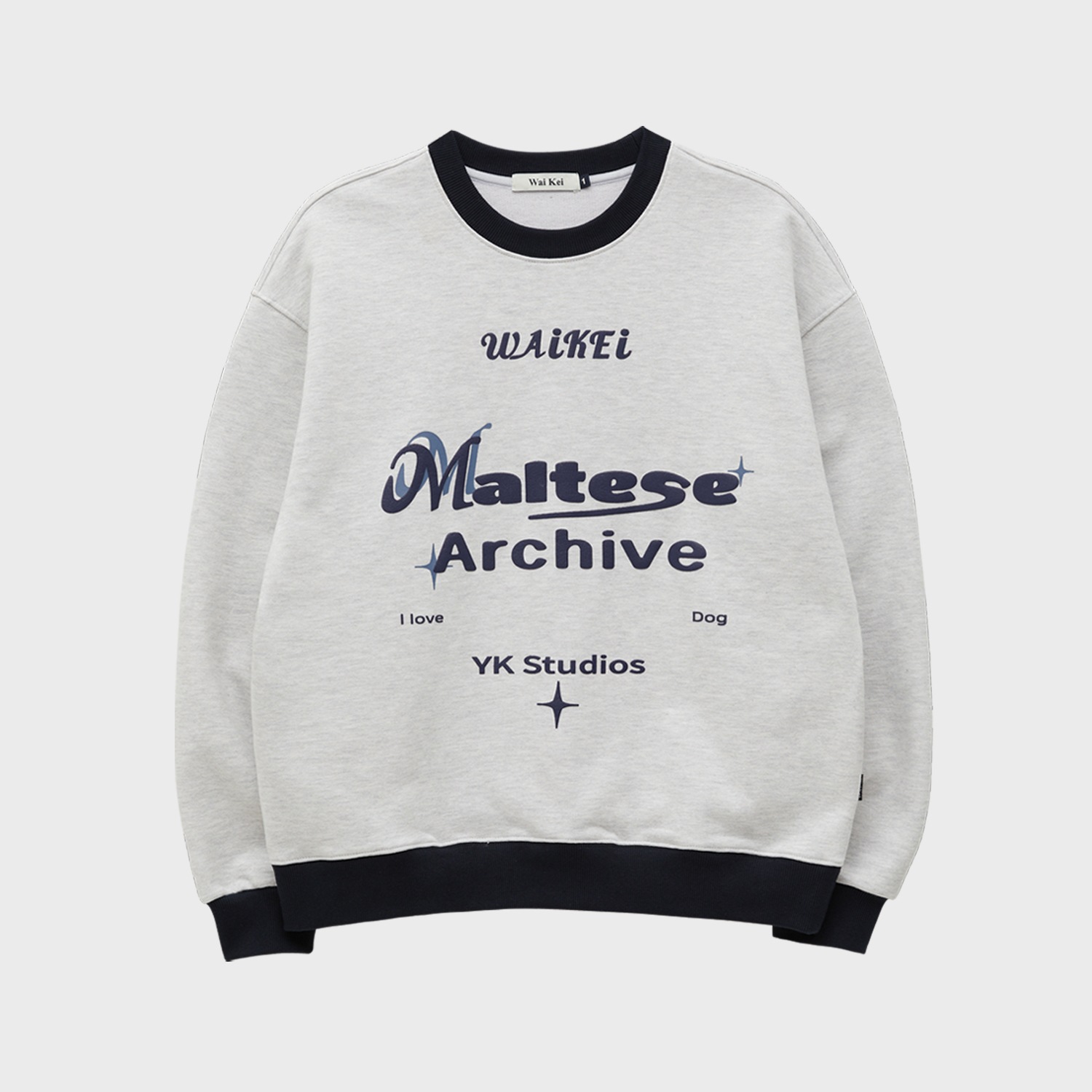 Typography ringer sweatshirts MELANGE WHITE