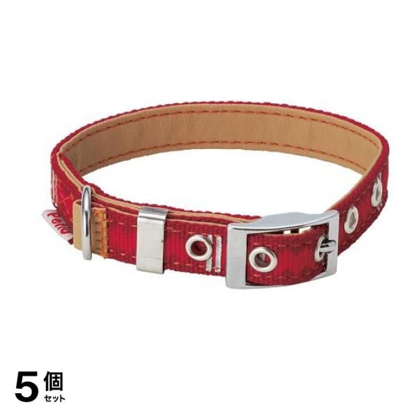 ペティオ ベーシックプラス ロンバスカラー Mサイズ 中型犬用首輪 レッド 1本入 (W24425) 5個セット