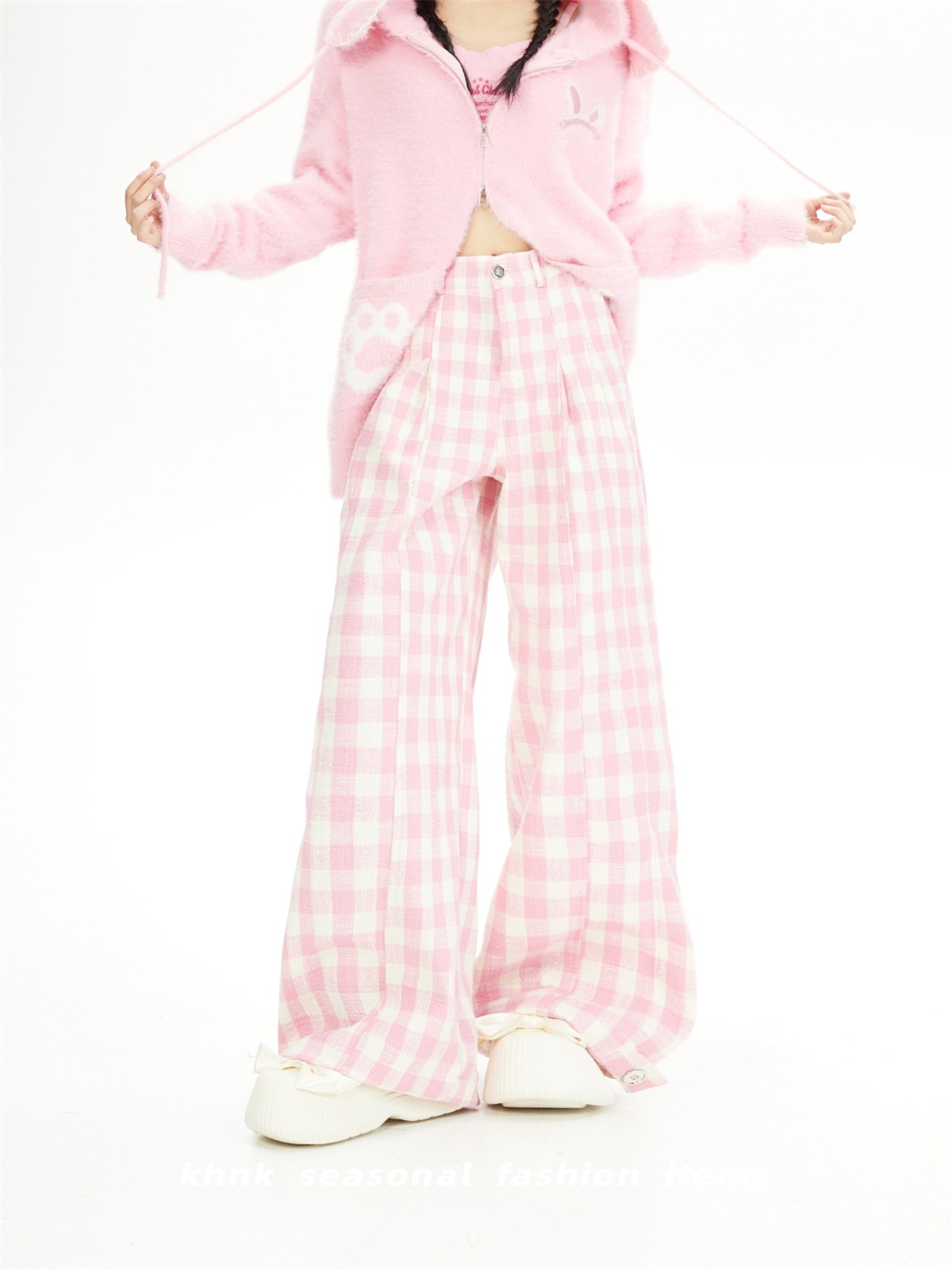 新品登場2025秋冬 韓国っぽ 暖かい 2type 裹起毛防寒 モップパンツ厚手黑ロングワイドハイウエストルーズスラックスきれいめ脚長効果美脚効果ブーツカットカジュアルかわいい系ファッションタイトレデ