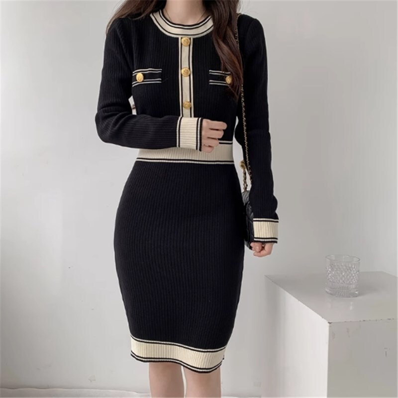 ドレス 二次会ドレス ミドルドレス キャバドレス ミドル 袖あり 長袖 Uネック ハイウエスト かわいい 大人可愛い きれいめ シンプル 大人 上品 おしゃれ かっこいい 大人女子 こなれ感