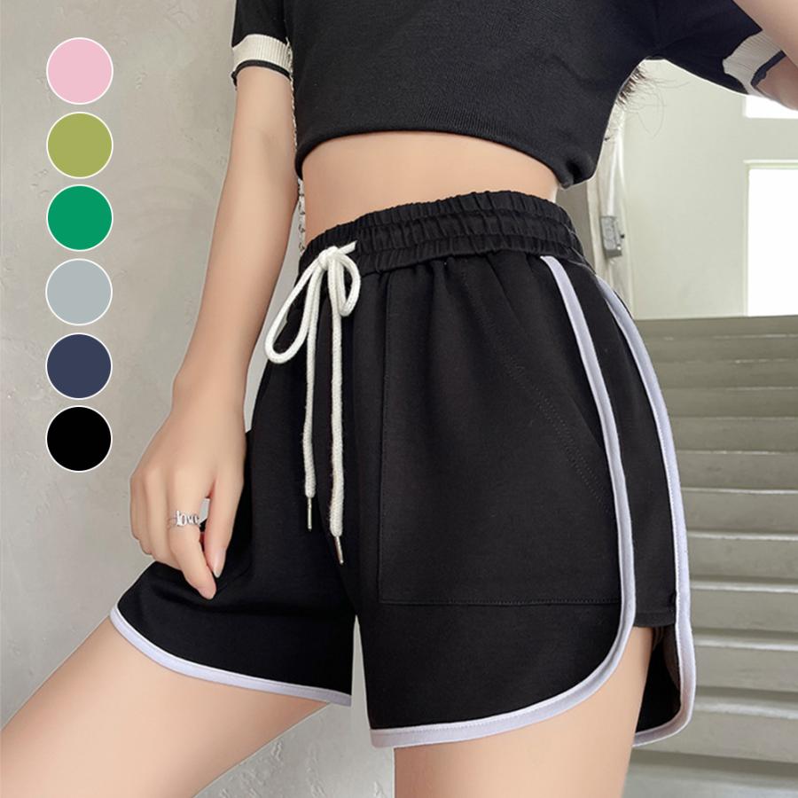 【超お得1つ買うと10個もらえる】[今日は安い-出荷が早い]ショートパンツ カラーパンツ 夏 レディース ハイウエスト 半ズボン ウエストゴム 運動着