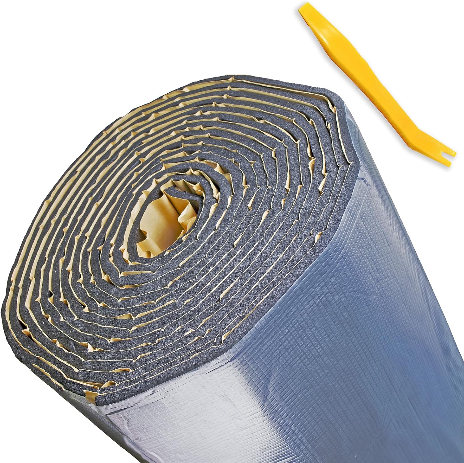 Quiet-Mo 断熱シート デッドニング 100cmｘ5m (厚さ6.5mm 1枚) 国内難燃試験済 車 断熱材 （内張りはがし付属） デッドニングシート