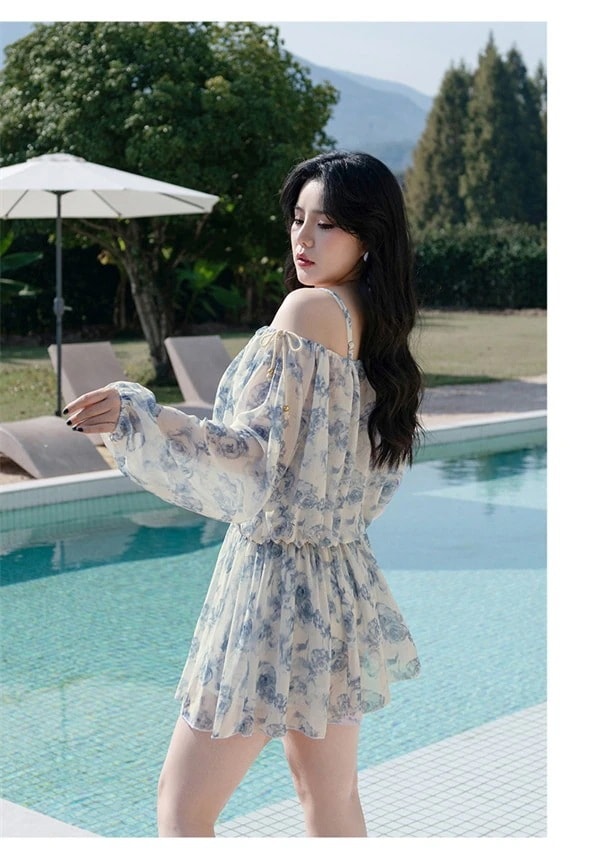 オールインワンセットアップセットアップ韓国風 花柄 着瘦せ 大人 ビキニ 女性用 セクシー 旅行 大盛り 3点セット プール 水着 温泉 レディース 2L ジム 服みたいな 夏 ぽっちゃり 海 か