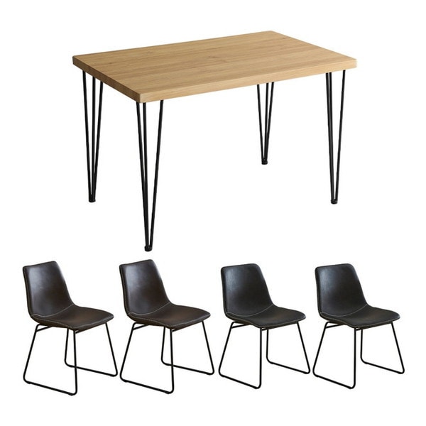 SH-24-STD5 スクエアチェア4脚 110cm幅テーブル 5点セット SETHUmbure SH/ダークブラウン/ブラックグレー メーカー直送