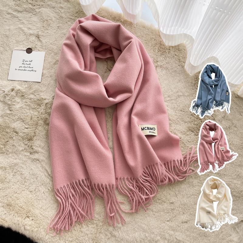 マフラー レディース 大判 リバーシブル 厚手 無地 秋冬 大判ストール