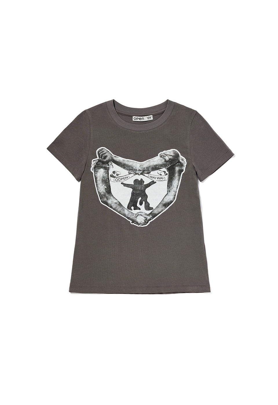 【OPEN Yy】 YY HUG&HEART T-SHIRT : CHARCOAL