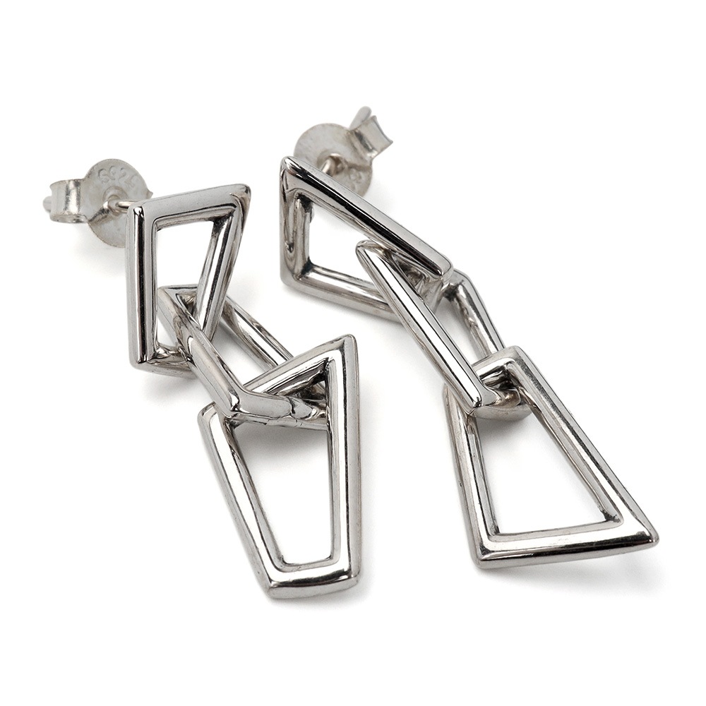 シルバー925 不規則チェーンピアス [ce396]