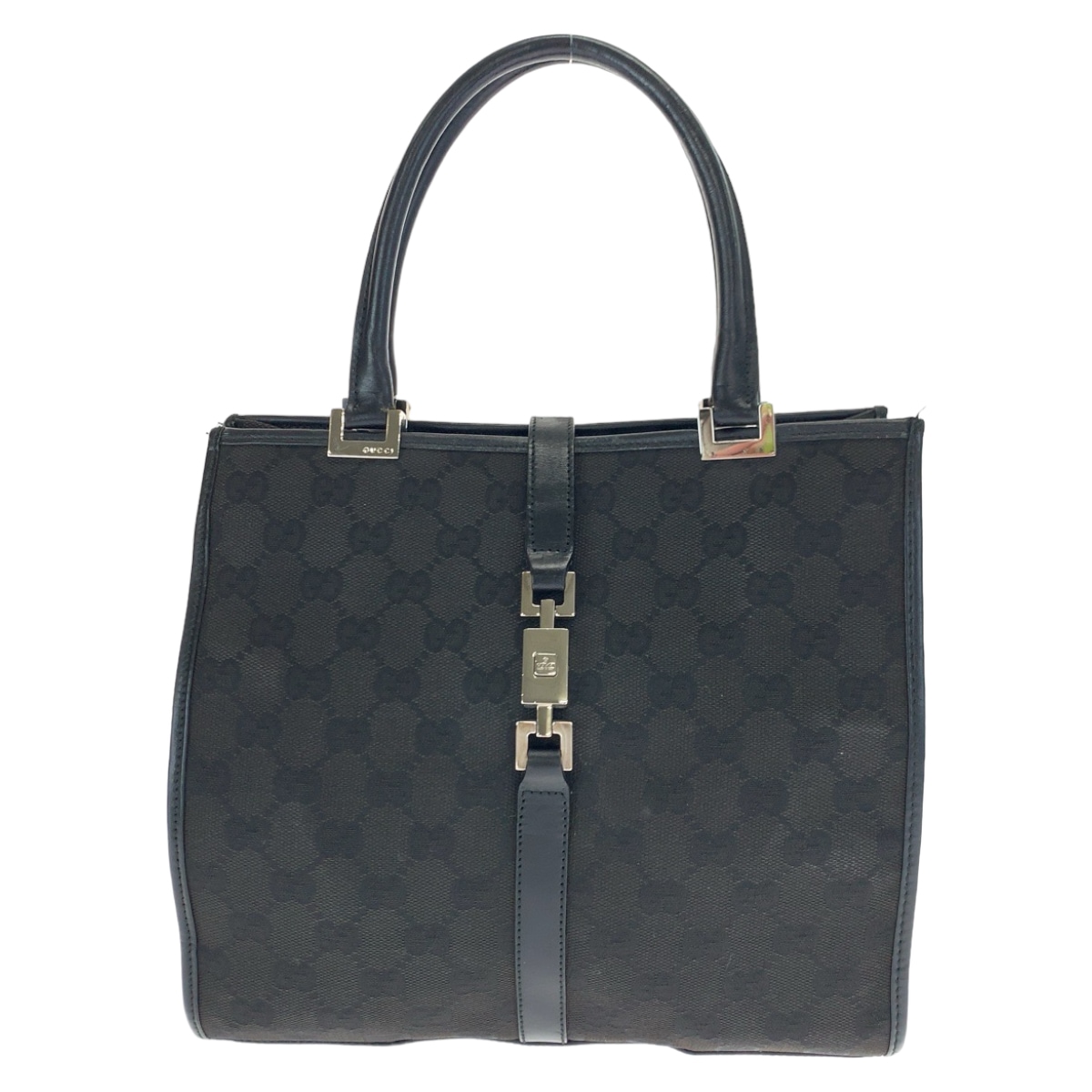 美品 ジャッキー ブラック 黒 シルバー金具 GGキャンバス 002 1065 トートバッグ ハンドバッグ レディース 504749