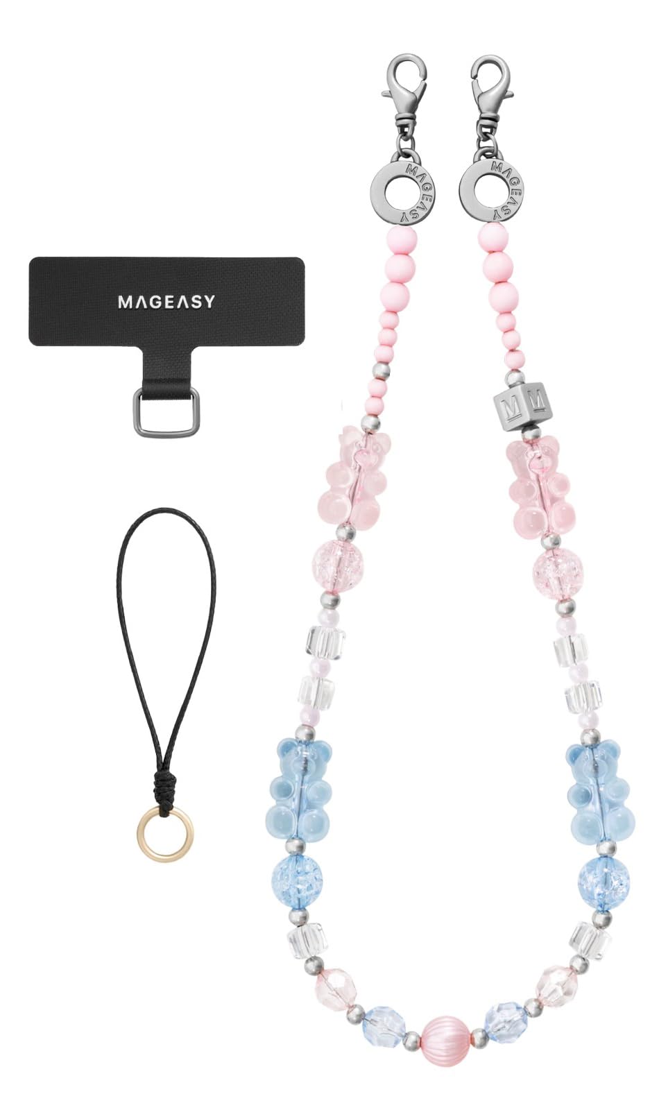 [MagEasy] ストラップ ビーズ スマホストラップ ちぎれない ホルダー 付 落下防止 手首 ハンドストラップ スマホ アクセサリー [ iPhone カメラケース 他 対応 ] Beaded