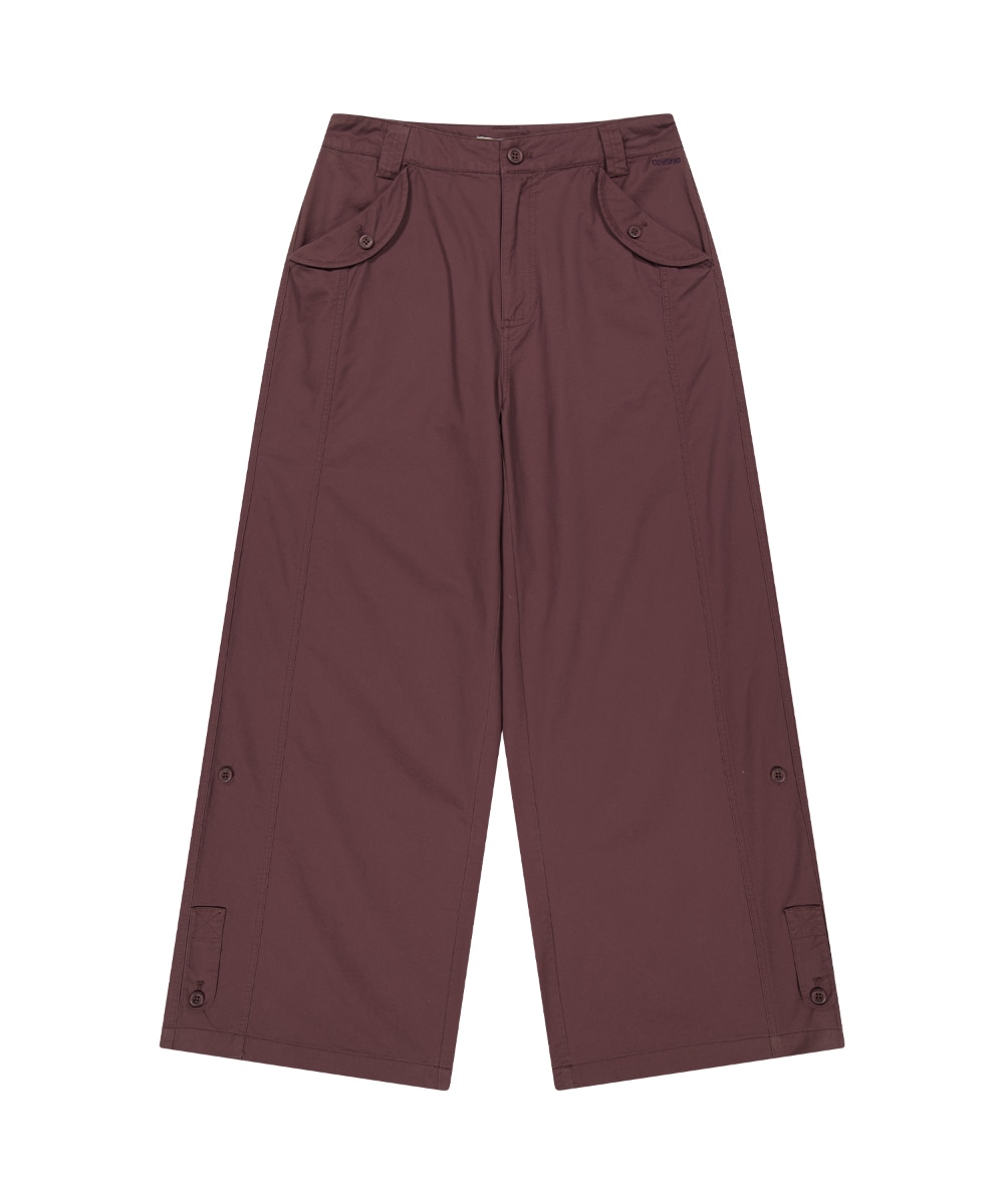 【COYSEIO】26SS WASHED BUTTON TAB PANTS : WINE
