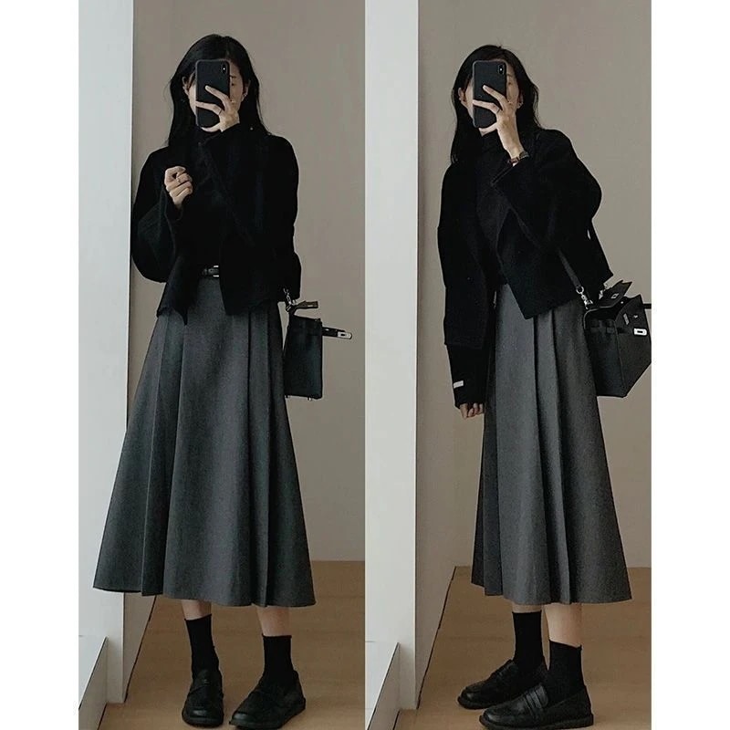 ハイエンドのカスタマイズ-2025新しい秋と冬のティースタイル韓国ソフト衣装完全なセットとスカート小さな香りのスタイルミルクスーツ