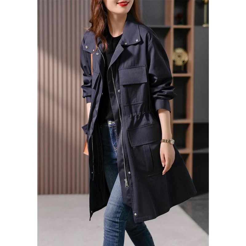 レディース ファッション 服 オシャレ カワイイ 女性用 シンプル 大人カワイイ ワークウェア ロング ウインドブレーカー ゆったり スリム 快 コート