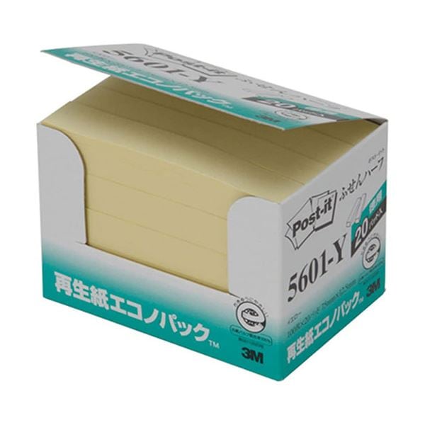 (5個セット) 3M Post-it ポストイット 再生紙エコノパック ふせんハーフ 3M-5601-YX5
