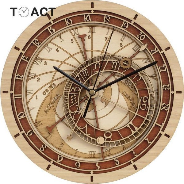 驚きの安さ天体アンティーク壁掛け時計 30cm アナログ クォーツ 木製 レトロ おしゃれ ヴィンテージ