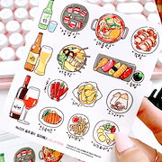 Qoo10 韓国料理 ステッカー 韓国イラスト スケ 文具