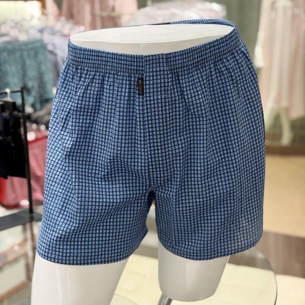 男性綿80番手リップル小ざくらナ染めトランクス (WMP5443 BU)