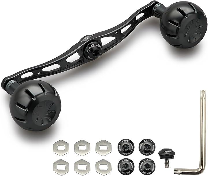 130mm リール ハンドル 35mmノブ搭載 シマノ ダイワ アブガルシア 通用 ベイトリール Chrysant Series 738(ダークグレー)